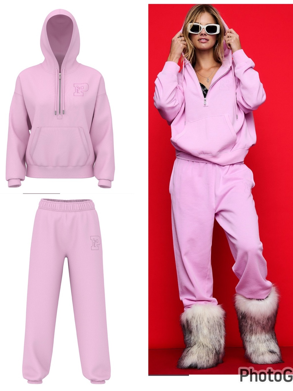 VS PINK SWEATPANTS SET XXL HUSHED LILAC NWT